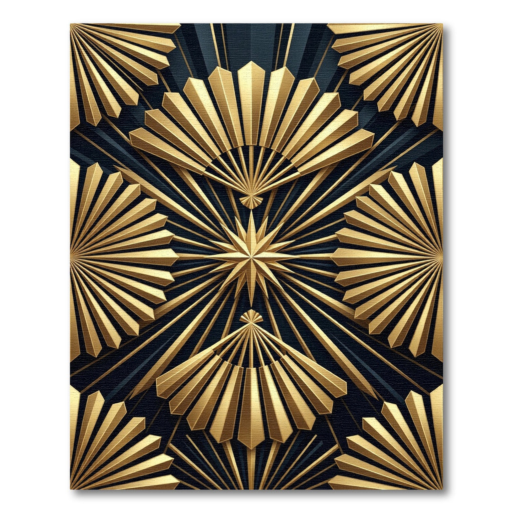 Art Deco Golden Fan Star Rug