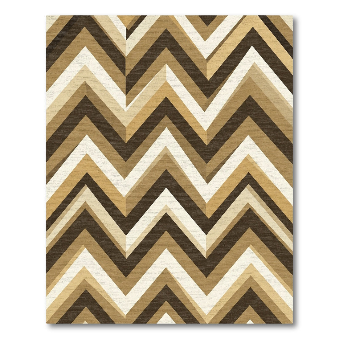 Neutral Brown Chevron Geometric Zigzag Rug