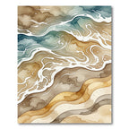 Watercolor Abstract Sandy Beach Shoreline Rug