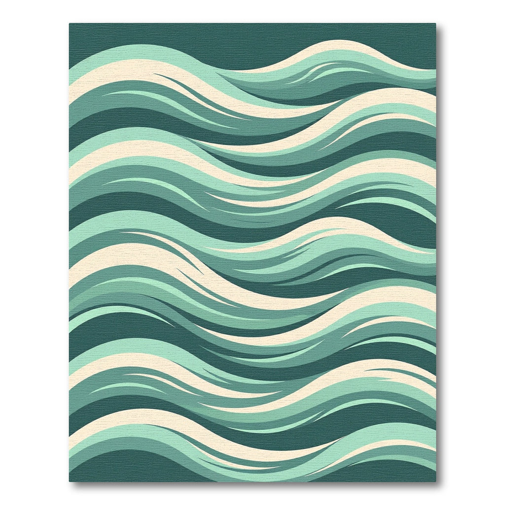 Abstract Teal Wave Flow Rug