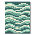 Abstract Teal Wave Flow Rug