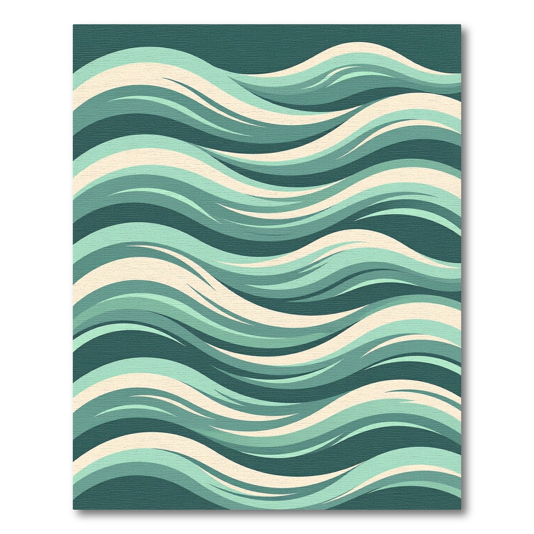 Abstract Teal Wave Flow Rug