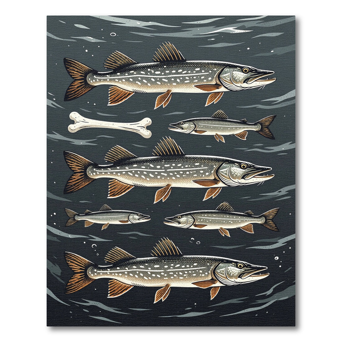 Dark Waters Pike Fish Art Rug