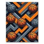Orange and Gray Basketball Geometric Rug