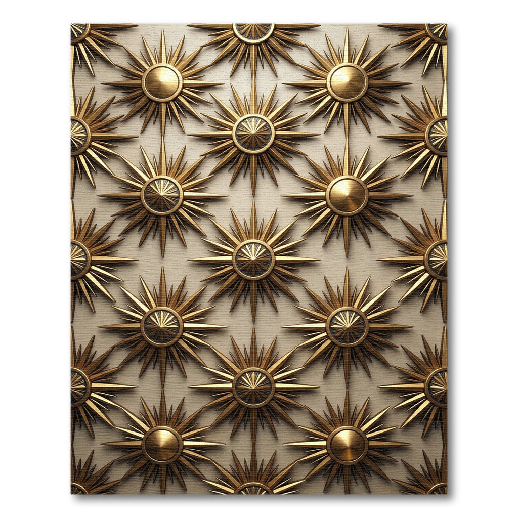 Golden Celestial Sunburst Geometric Rug