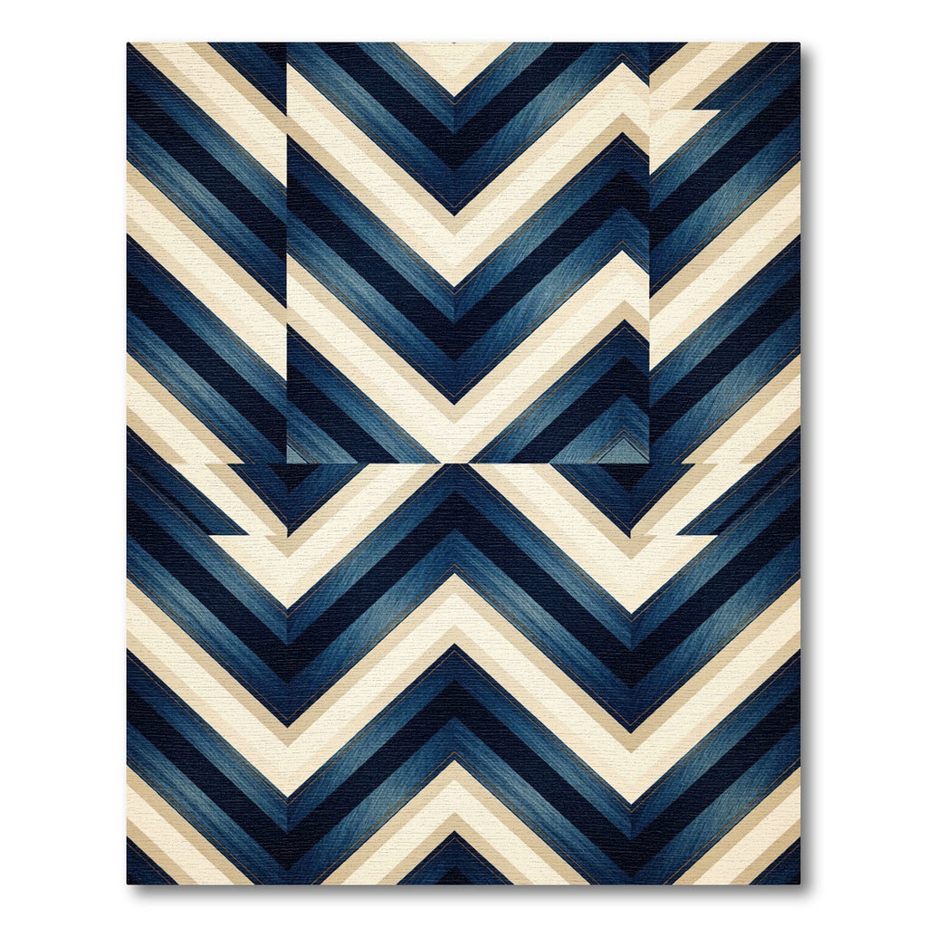 Navy Blue Chevron Geometric Statement Rug