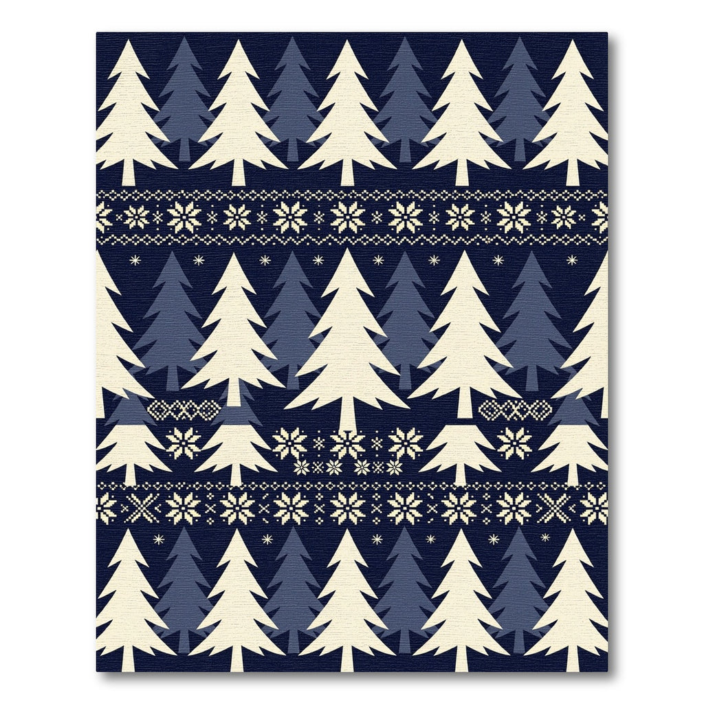 Navy Cream Festive Woodland Christmas Tree Rug