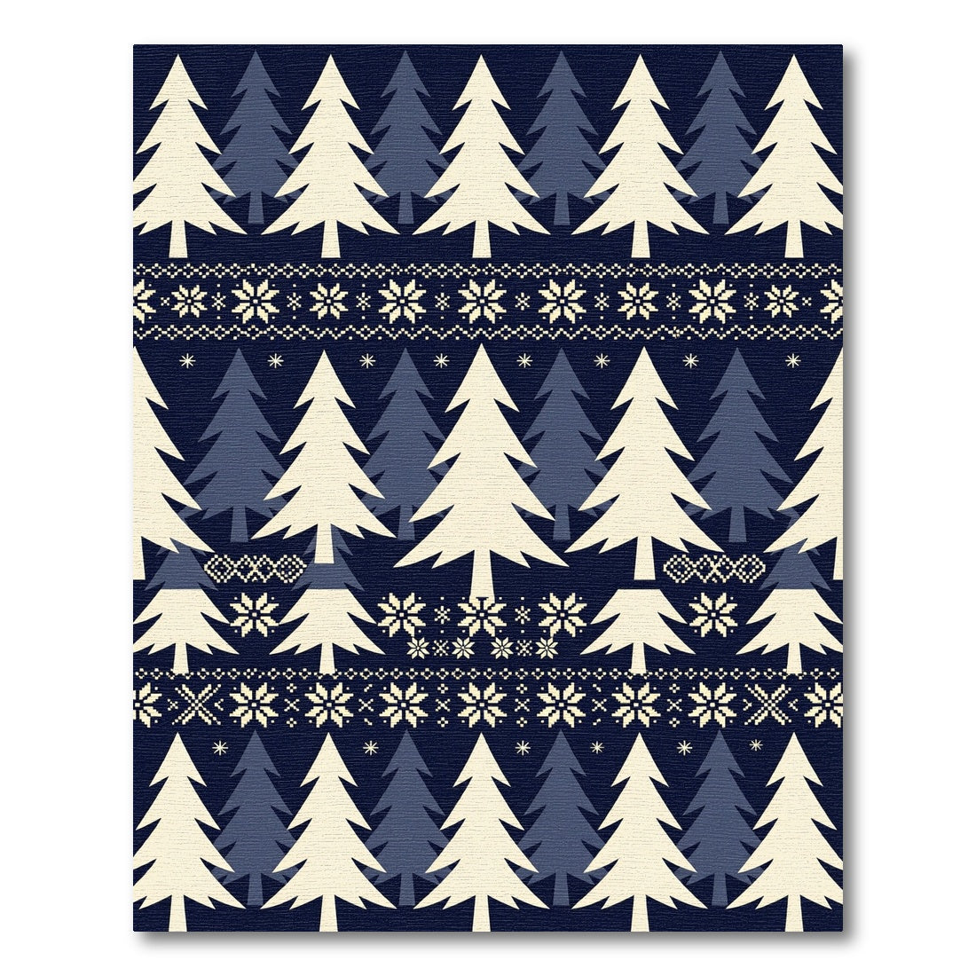 Navy Cream Festive Woodland Christmas Tree Rug