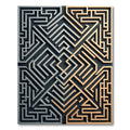 Metallic Gold Silver Geometric Labyrinth Rug
