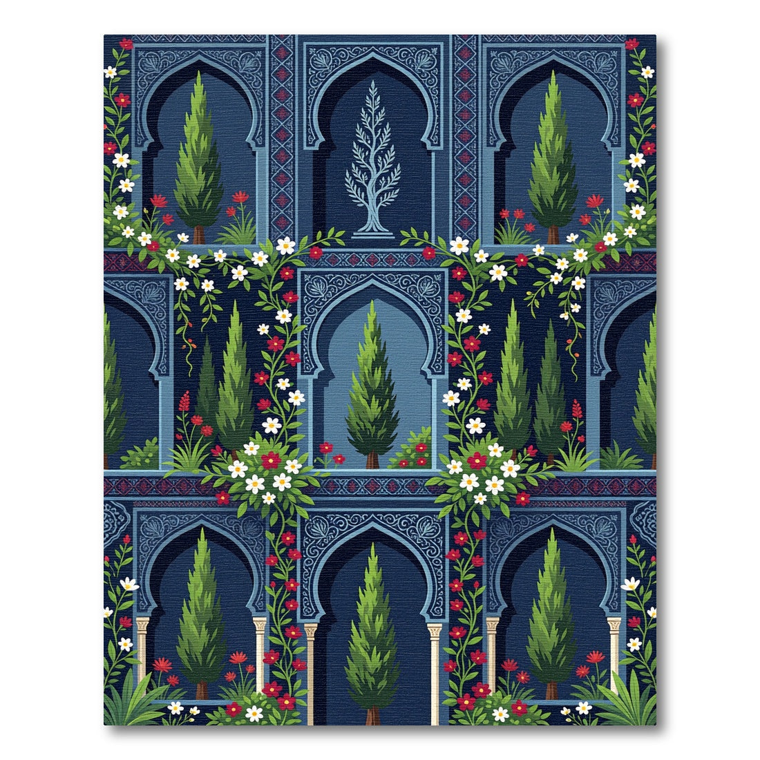 Midnight Trellis Garden Abstraction Rug