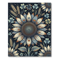 Rustic Sunflower Wheat and Clover Medallion Rug