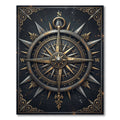 Antique Gold Nautical Compass Emblem Rug