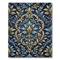Ornate Golden Blue Floral Arrangement Rug