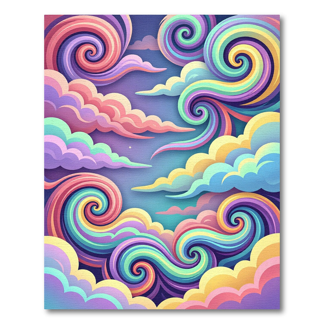 Whimsical Pastel Swirl Sky Rainbow Art Rug