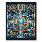 Illuminated Azure Garden Floral Medallion Rug