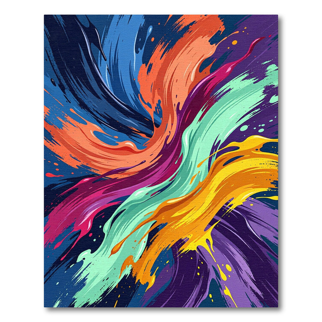 Vibrant Multicolored Modern Abstract Swirl Rug