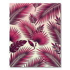 Vibrant Pink Palm Frond Arrangement Rug