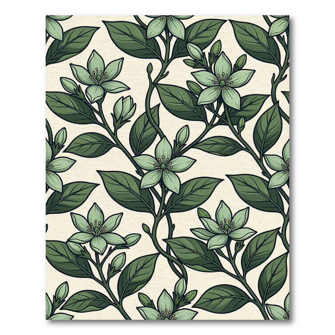 Mint Green Floral Vine Repeat Rug