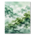 Ethereal Emerald Watercolor Cloudscape Scenery Rug
