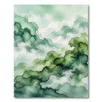 Ethereal Emerald Watercolor Cloudscape Scenery Rug