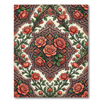 Ornate Damask Coral Rose Medallion Rug