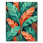 Vibrant Tropical Orange and Teal Foliage Rug