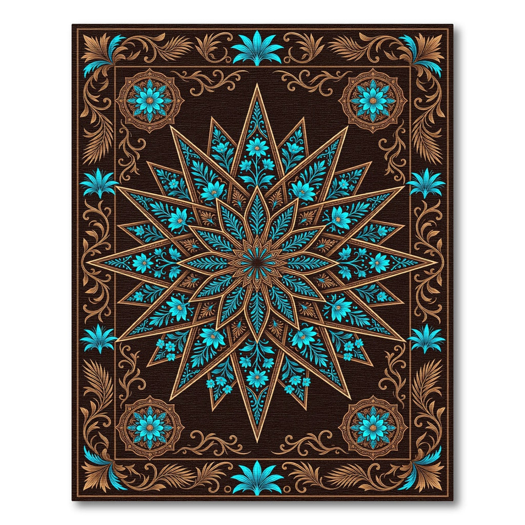 Celestial Teal Starburst Filigree Rug
