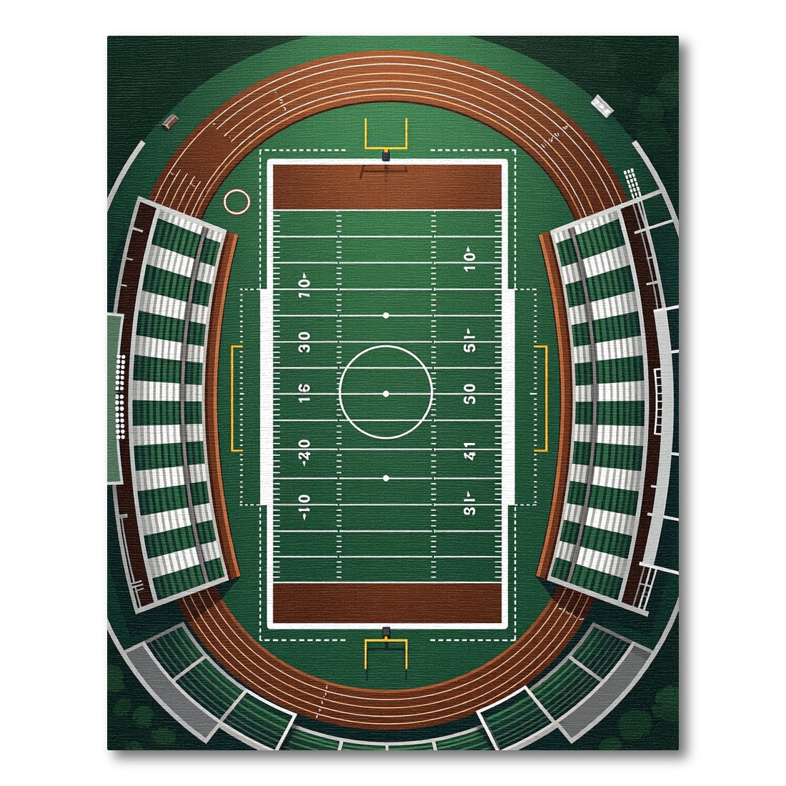 Green Stadium Football Field Overhead View Rug