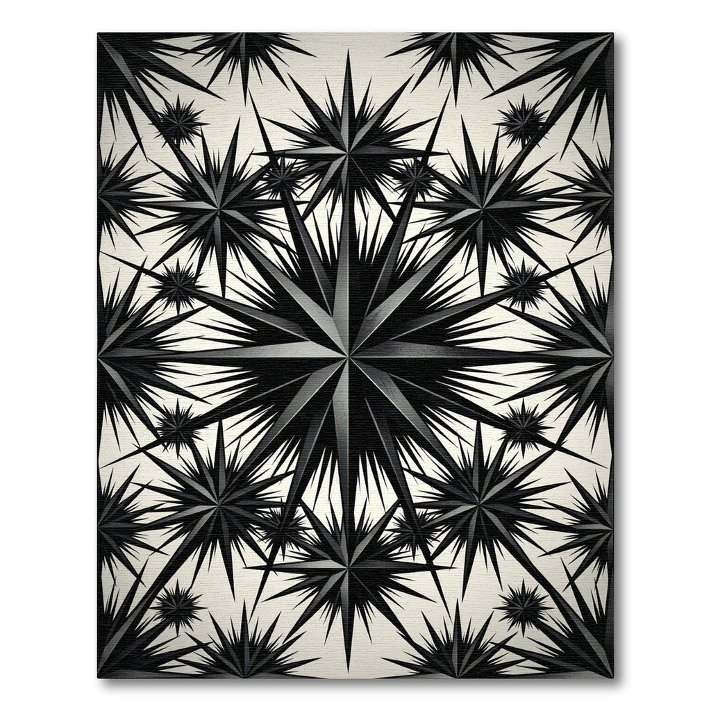 Dark Starburst Geometric Arrangement Rug