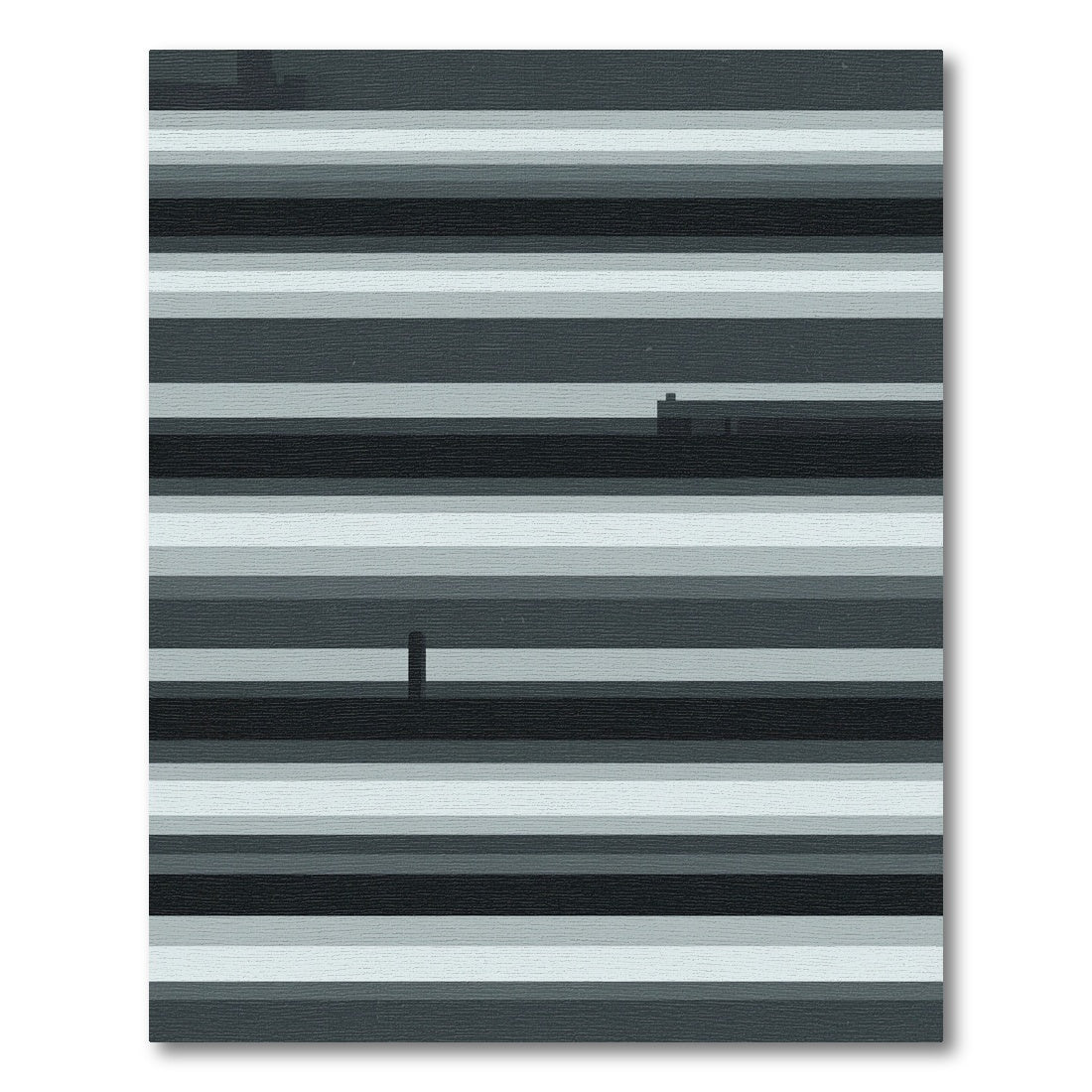 Grayscale Horizontal Stripe Minimalist Rug