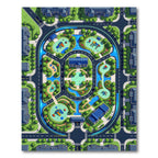Playful Blue Neighborhood Village Map Rug