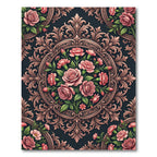 Elegant Blush Rose Floral Medallion Rug