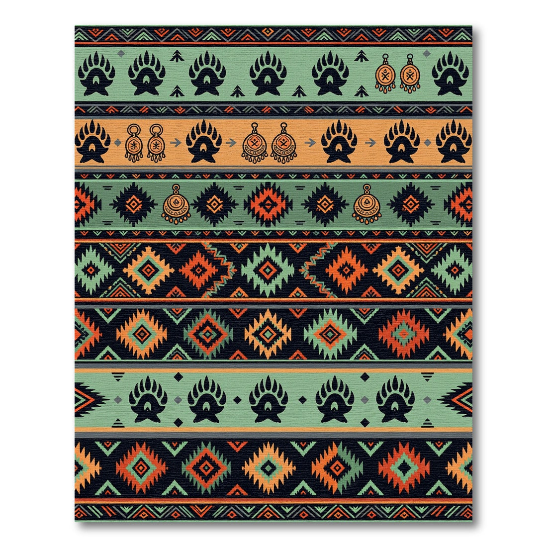 Navajo Tribal Mint Orange Diamond Rug