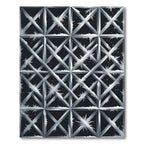 Frosted Geometric Metallic Silver Lattice Rug