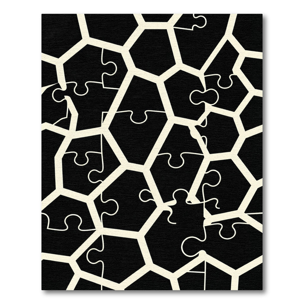 Modern Monochrome Interlocking Puzzle Tile Rug
