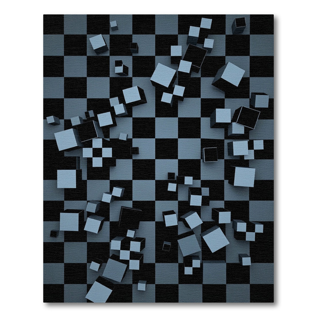 Gray Black Cubes Checkerboard Composition Rug