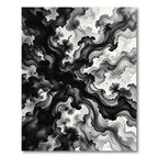 Black Ink Wash Cloud Swirl Rug