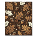 Earthy Brown Oak Leaf Acorn Arrangement Rug