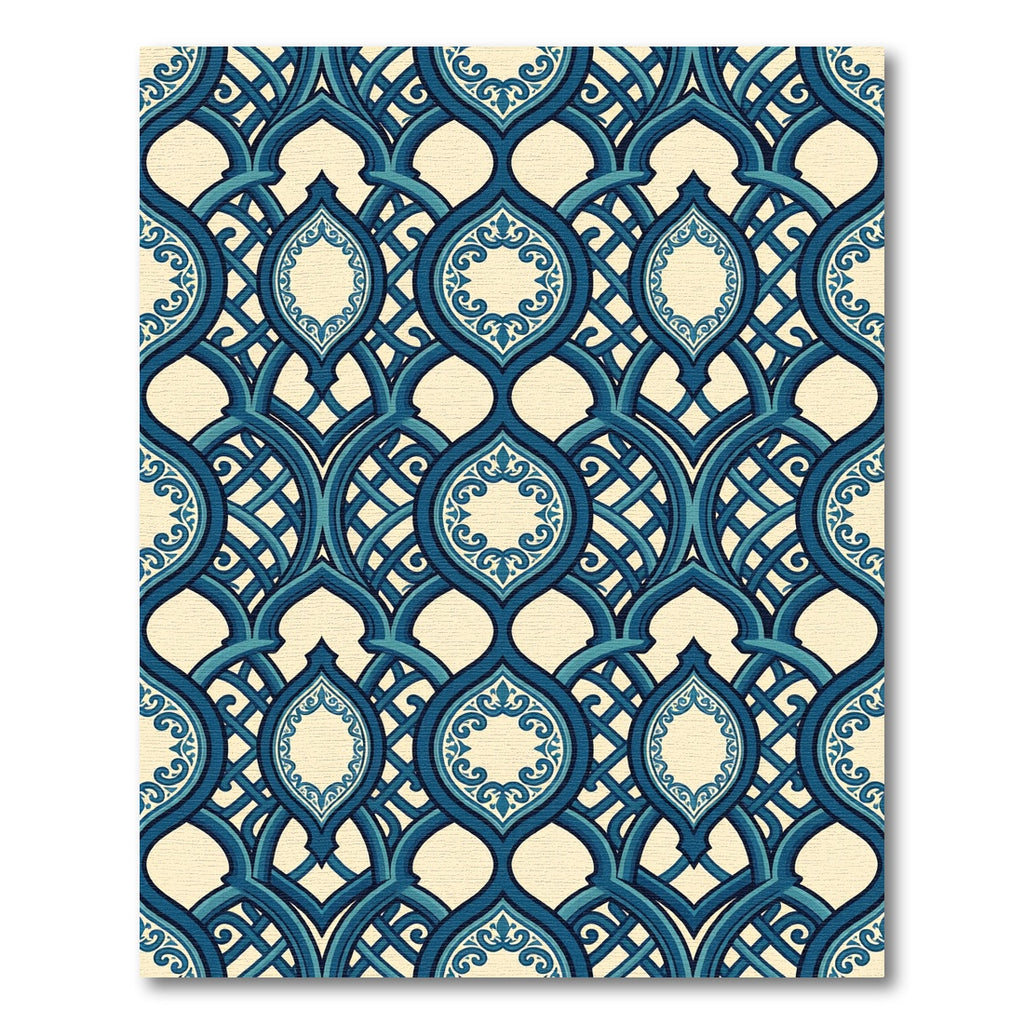 Teal Lattice Arabesque Jewel Rug
