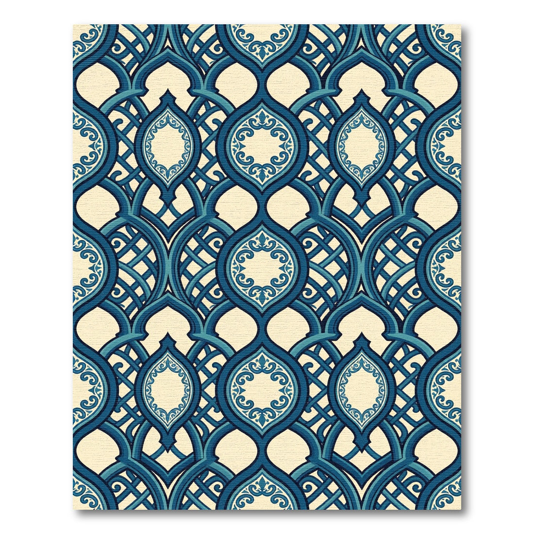Teal Lattice Arabesque Jewel Rug