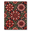 Crimson Coral Floral Vine Art Nouveau Rug