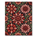 Crimson Coral Floral Vine Art Nouveau Rug