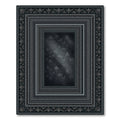 Dark Gray Floral Bordered Rectangles Rug