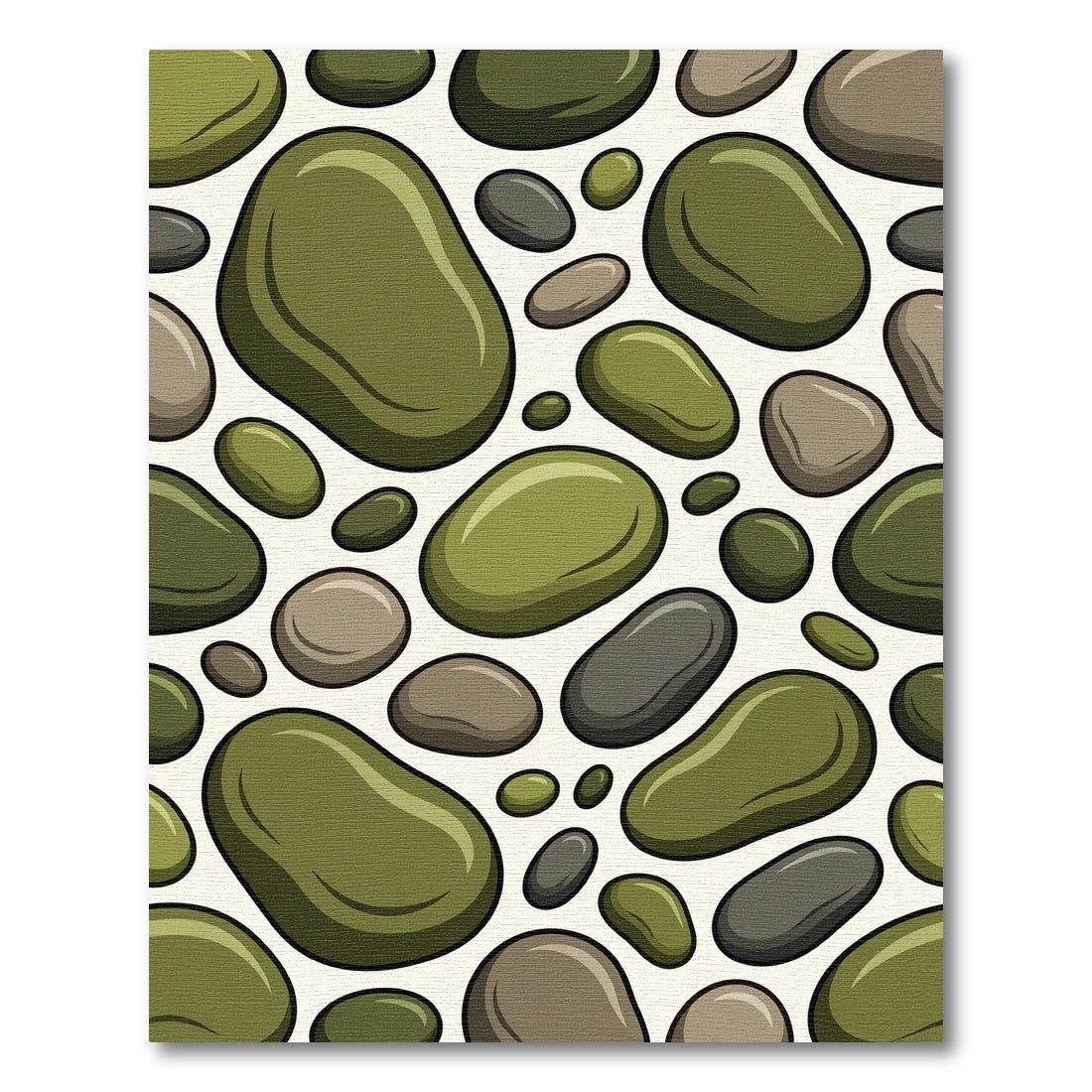Green Brown Smooth Pebble Arrangement Rug
