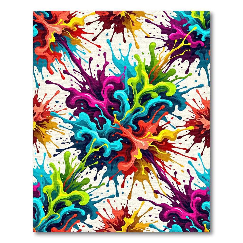 Vibrant Rainbow Paint Splatter Explosion Rug