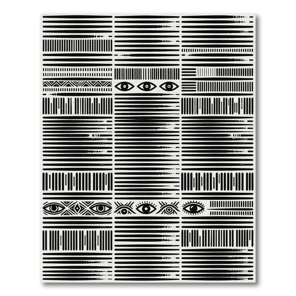 Bold Black Eye Tribal Stripe Rug