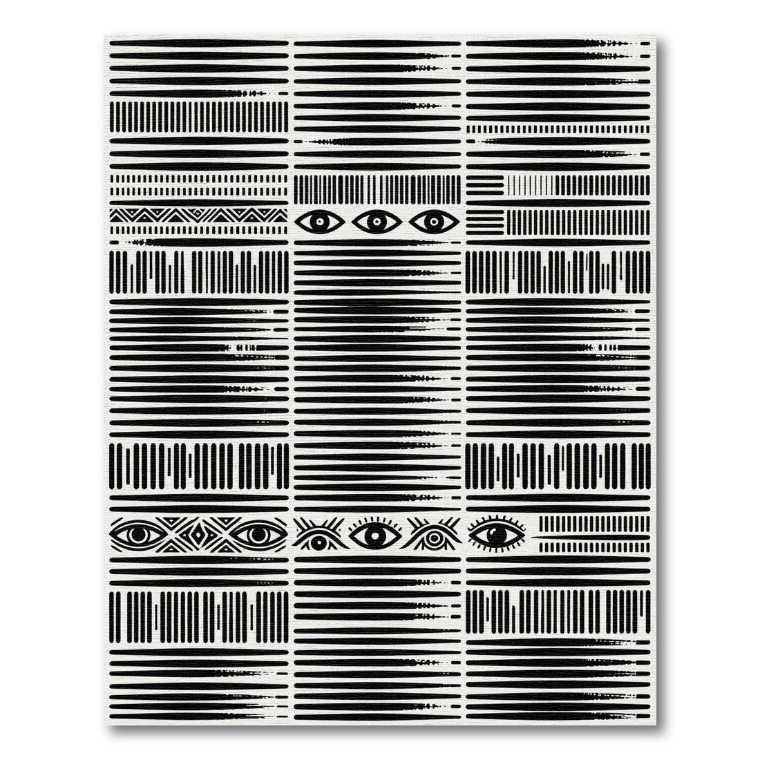 Bold Black Eye Tribal Stripe Rug