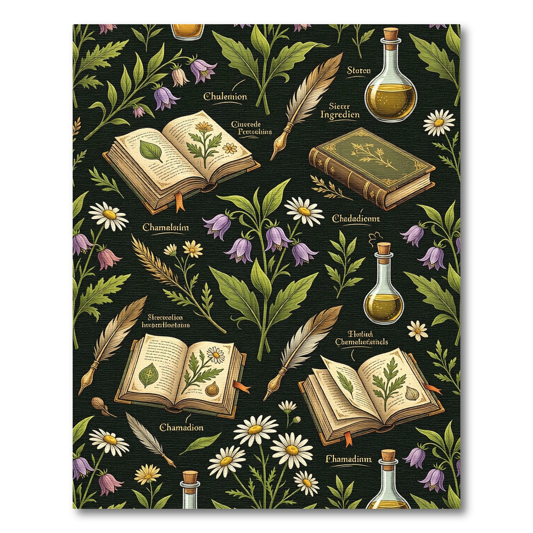 Vintage Botanical Alchemy Herbarium Illustration Rug