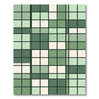 Sage Green Geometric Grid Block Rug