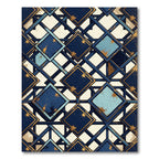 Geometric Art Deco Navy Gold Tile Rug